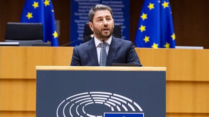 Φωτογραφία αρχείου του Νίκου Ανδρουλάκη σε βήμα του Ευρωπαϊκού Κοινοβουλίου.