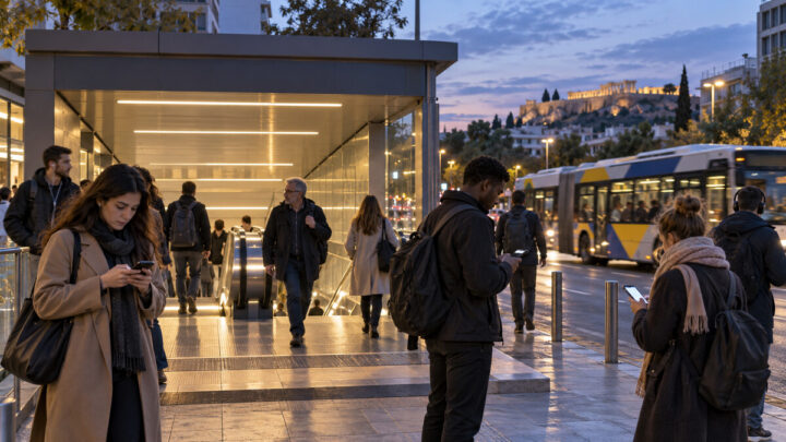 Επιβάτες σε αποβάθρα μετρό, εικονογράφηση για τις κυκλοφοριακές ρυθμίσεις