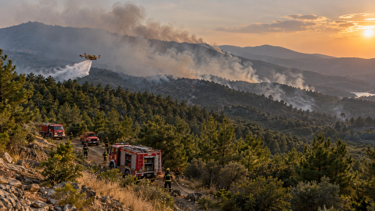 Εικονογράφηση άδειας σχολικής αίθουσας με θρανία και πίνακα.
